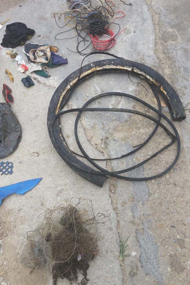 Rubber collected from under ABC jetty