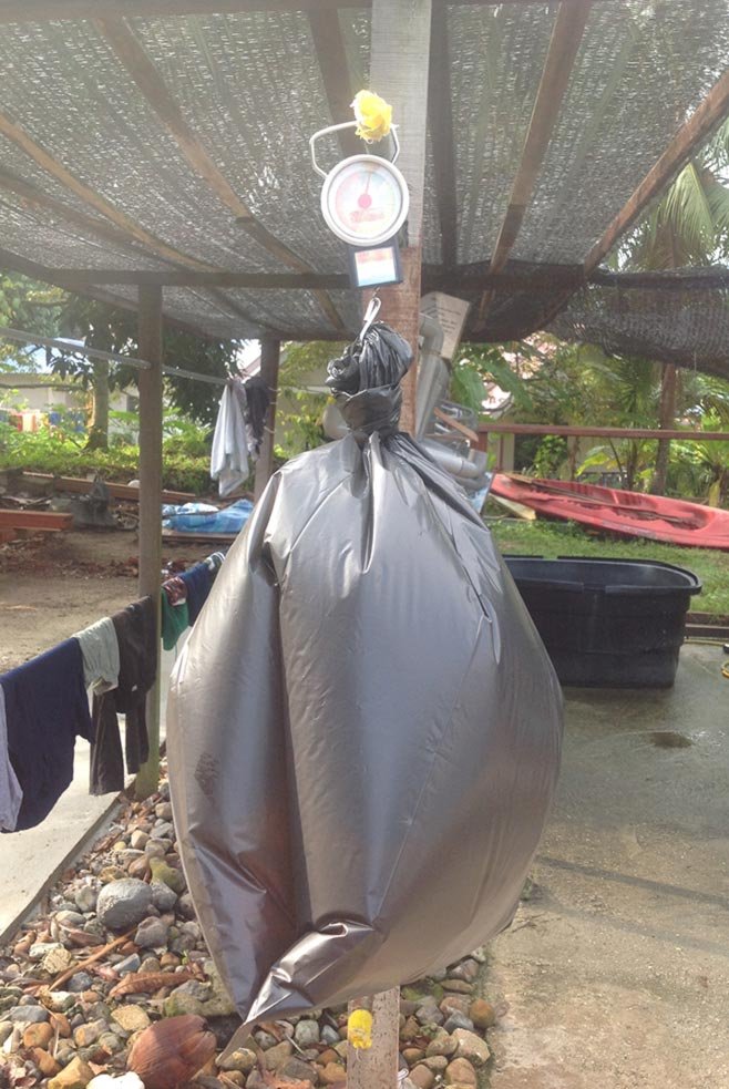 Weighing the remaining debris