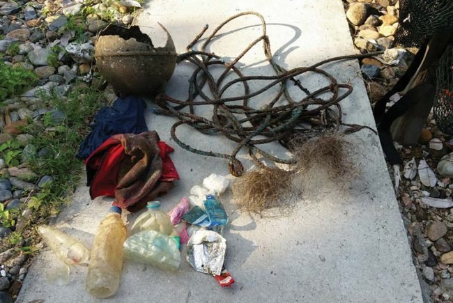 Small amount of trash from site